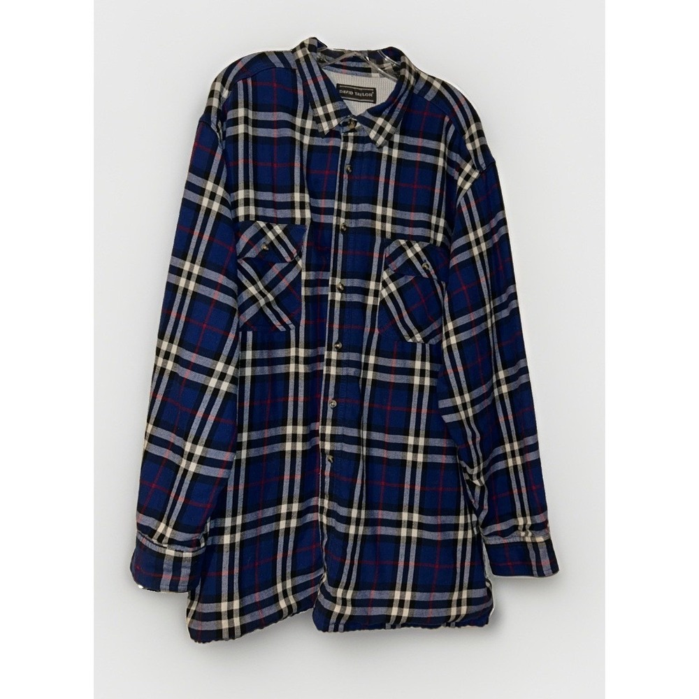 Vintage David Taylor Plaid Flannel Waffle Thermal Lined Men's 2XL Tall Shirt
